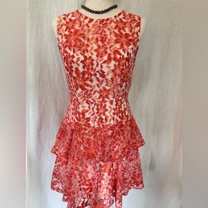 BCBG!! Orange and White Lace Sleeveless Dress by BCBGeneration Size 6